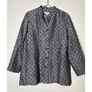 Coldwater Creek Long Quilted Jacket Sz Large Dressy Mandarin Collar Lagenlook